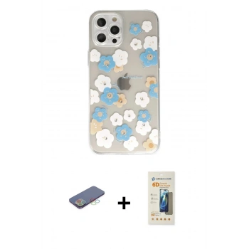 MARSİLYAN™- iPhone 12 Pro Max Kılıf Eksen Asil Prime - Siyah 6D Mat Seramik Hayalet Nano Ekran Koruyucu + Renkli Kamera Lens Koruma Cam - MI