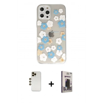 MARSİLYAN™- iPhone 12 Pro Max Kılıf Eksen Asil Prime - Siyah Bilvis Hayalet Cam Ekran Koruyucu + Shine Kamera Lens - GD
