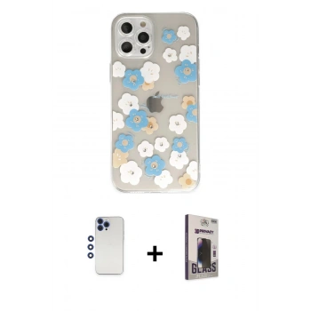 MARSİLYAN™- iPhone 12 Pro Max Kılıf Eksen Asil Prime - Siyah Bilvis Hayalet Cam Ekran Koruyucu + Shine Kamera Lens - LT