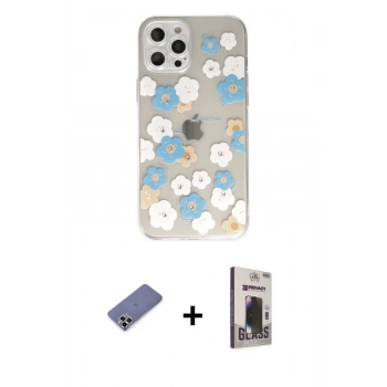 MARSİLYAN™- iPhone 12 Pro Max Kılıf Eksen Asil Prime - Siyah Bilvis Hayalet Cam Ekran Koruyucu + Metal Kamera Lens Koruma Cam - GD