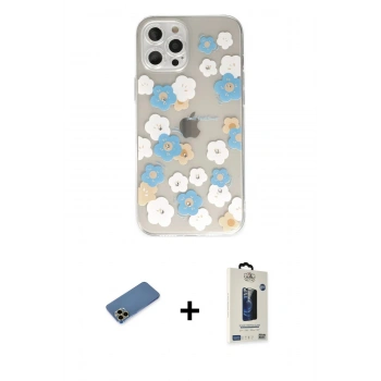 MARSİLYAN™- iPhone 12 Pro Max Kılıf Eksen Asil Prime - Siyah Bilvis Hayalet Cam Ekran Koruyucu + Shine Kamera Lens Koruma Cam - GD