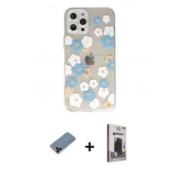 MARSİLYAN™- iPhone 12 Pro Max Kılıf Eksen Asil Prime - Siyah Bilvis Hayalet Cam Ekran Koruyucu + Shine Kamera Lens Koruma Cam - SH