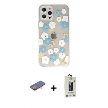 MARSİLYAN™- iPhone 12 Pro Max Kılıf Eksen Asil Prime - Siyah Bilvis Hayalet Cam Ekran Koruyucu + Renkli Kamera Lens Koruma Cam - TU