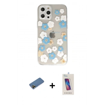 MARSİLYAN™- iPhone 12 Pro Max Kılıf Eksen Asil Prime - Siyah Joko 5D Cam + Shine Kamera Lens Koruma Cam - GD
