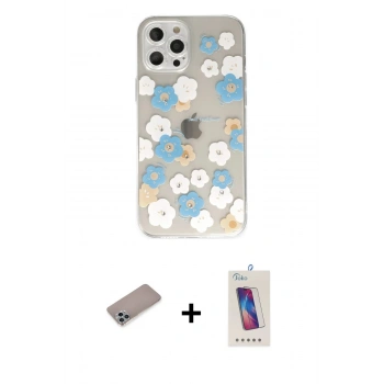 MARSİLYAN™- iPhone 12 Pro Max Kılıf Eksen Asil Prime - Siyah Joko 5D Cam + Shine Kamera Lens Koruma Cam - SABE