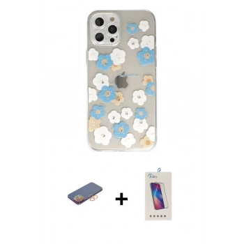 MARSİLYAN™- iPhone 12 Pro Max Kılıf Eksen Asil Prime - Siyah Joko 5D Cam + Renkli Kamera Lens Koruma Cam - TU