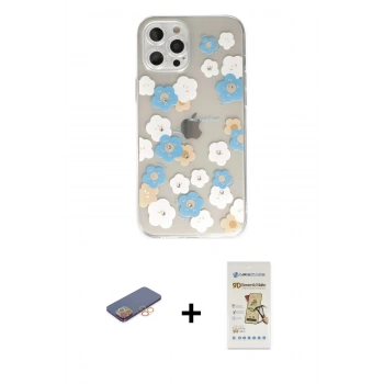 MARSİLYAN™- iPhone 12 Pro Max Kılıf Eksen Asil Prime - Siyah Mat Seramik Nano Ekran Koruyucu + Renkli Kamera Lens Koruma Cam - TU