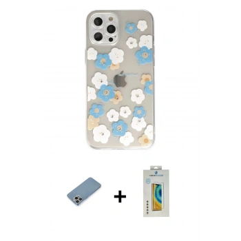 MARSİLYAN™- iPhone 12 Pro Max Kılıf Eksen Asil Prime - Siyah Polymer Nano Ekran Koruyucu + Shine Kamera Lens Koruma Cam - GI