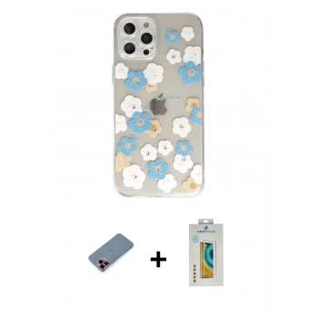 MARSİLYAN™- iPhone 12 Pro Max Kılıf Eksen Asil Prime - Siyah Polymer Nano Ekran Koruyucu + Metal Kamera Lens Koruma Cam - KI