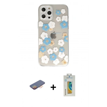 MARSİLYAN™- iPhone 12 Pro Max Kılıf Eksen Asil Prime - Siyah Polymer Nano Ekran Koruyucu + Renkli Kamera Lens Koruma Cam - TU