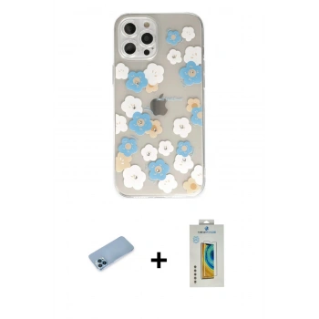 MARSİLYAN™- iPhone 12 Pro Max Kılıf Eksen Asil Prime - Siyah Polymer Nano Ekran Koruyucu + Shine Kamera Lens Koruma Cam - MI