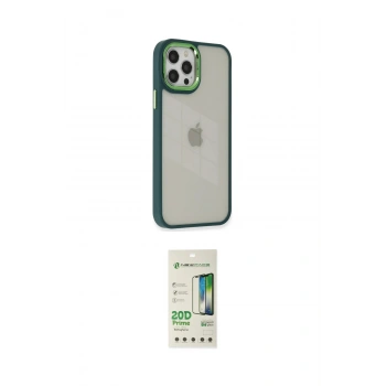 MARSİLYAN™- iPhone 12 Pro Max Kılıf Eksen Doku Prime - Siyah 20D Premium Cam Ekran Koruyucu