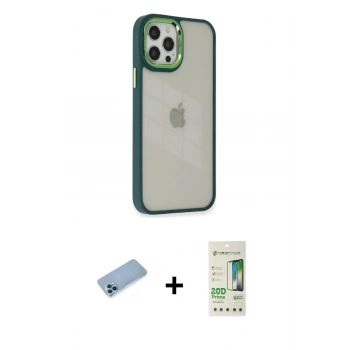 MARSİLYAN™- iPhone 12 Pro Max Kılıf Eksen Doku Prime - Siyah 20D Premium Cam Ekran Koruyucu + Shine Kamera Lens Koruma Cam - MI