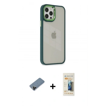 MARSİLYAN™- iPhone 12 Pro Max Kılıf Eksen Doku Prime - Siyah 6D Mat Seramik Hayalet Nano Ekran Koruyucu + Shine Kamera Lens Koruma Cam - SH