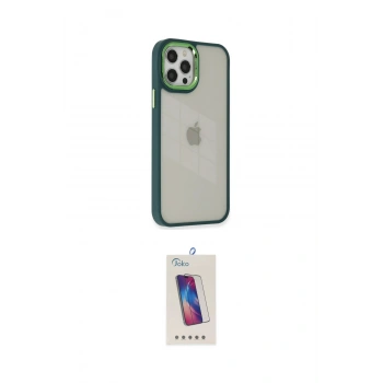 MARSİLYAN™- iPhone 12 Pro Max Kılıf Eksen Doku Prime - Siyah Joko 5D Cam