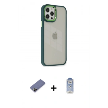 MARSİLYAN™- iPhone 12 Pro Max Kılıf Eksen Doku Prime - Siyah Joko Magic 5D Cam + Metal Kamera Lens Koruma Cam - GD