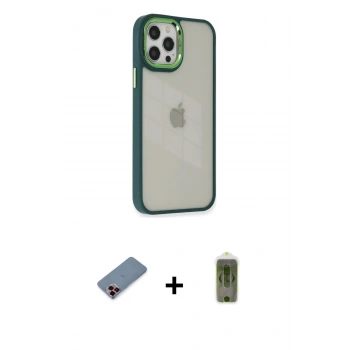 MARSİLYAN™- iPhone 12 Pro Max Kılıf Eksen Doku Prime - Siyah Joko Magic 5D Hayalet Cam + Metal Kamera Lens Koruma Cam - KI