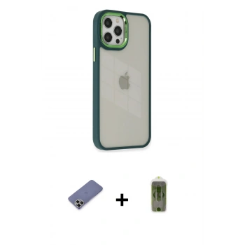 MARSİLYAN™- iPhone 12 Pro Max Kılıf Eksen Doku Prime - Siyah Joko Magic 5D Hayalet Cam + Metal Kamera Lens Koruma Cam - GD