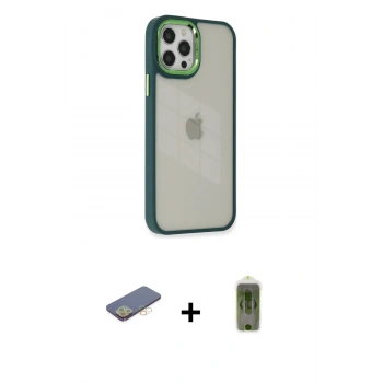 MARSİLYAN™- iPhone 12 Pro Max Kılıf Eksen Doku Prime - Siyah Joko Magic 5D Hayalet Cam + Renkli Kamera Lens Koruma Cam - SI
