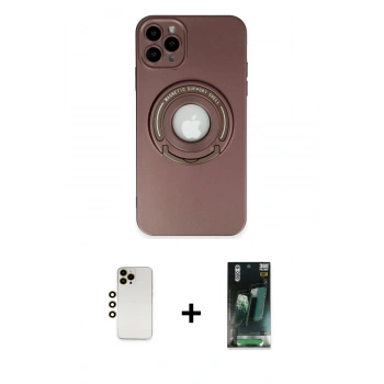 MARSİLYAN™- iPhone 12 Pro Max Kılıf Eksen Klasik Prime - Şeffaf 360 Full Body Arka Koruyucu + Shine Kamera Lens - GD