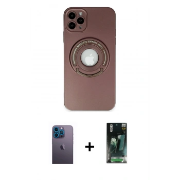 MARSİLYAN™- iPhone 12 Pro Max Kılıf Eksen Klasik Prime - Şeffaf 360 Full Body Arka Koruyucu + Neon Fosforlu Kamera Lens - MI