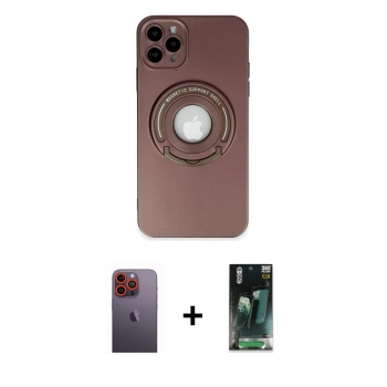 MARSİLYAN™- iPhone 12 Pro Max Kılıf Eksen Klasik Prime - Şeffaf 360 Full Body Arka Koruyucu + Neon Fosforlu Kamera Lens - TU