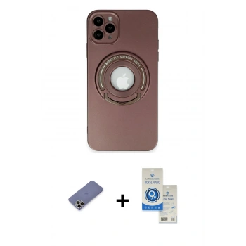 MARSİLYAN™- iPhone 12 Pro Max Kılıf Eksen Klasik Prime - Şeffaf Royal Nano Ekran Koruyucu + Metal Kamera Lens Koruma Cam - GD