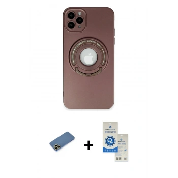 MARSİLYAN™- iPhone 12 Pro Max Kılıf Eksen Klasik Prime - Şeffaf Royal Nano Ekran Koruyucu + Shine Kamera Lens Koruma Cam - GD