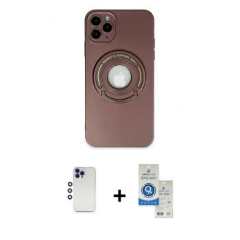 MARSİLYAN™- iPhone 12 Pro Max Kılıf Eksen Klasik Prime - Şeffaf Royal Nano Ekran Koruyucu + Shine Kamera Lens - LT