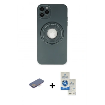 MARSİLYAN™- iPhone 12 Pro Max Kılıf Eksen Klasik Prime - Şeffaf Royal Nano Ekran Koruyucu + Renkli Kamera Lens Koruma Cam - PE