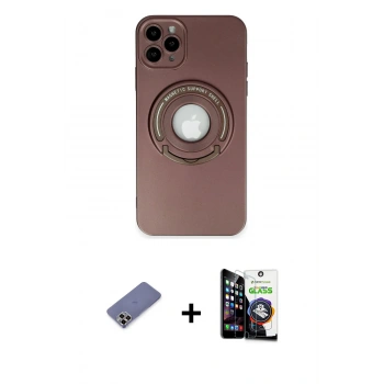 MARSİLYAN™- iPhone 12 Pro Max Kılıf Eksen Klasik Prime - Şeffaf Temperli Cam Ekran Koruyucu + Metal Kamera Lens Koruma Cam - GD