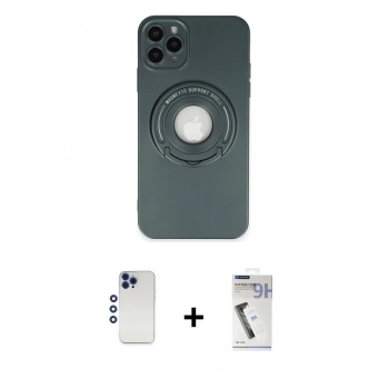 MARSİLYAN™- iPhone 12 Pro Max Kılıf Eksen Klasik Prime - Şeffaf Uv Polymer Nano Ekran Koruyucu + Shine Kamera Lens - LT