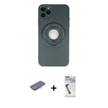 MARSİLYAN™- iPhone 12 Pro Max Kılıf Eksen Klasik Prime - Şeffaf Uv Polymer Nano Ekran Koruyucu + Renkli Kamera Lens Koruma Cam - PE
