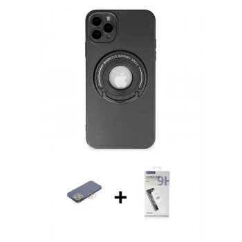 MARSİLYAN™- iPhone 12 Pro Max Kılıf Eksen Klasik Prime - Şeffaf Uv Polymer Nano Ekran Koruyucu + Renkli Kamera Lens Koruma Cam - SI