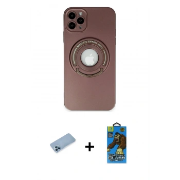 MARSİLYAN™- iPhone 12 Pro Max Kılıf Eksen Klasik Prime - Siyah 18D Cam Ekran Koruyucu + Shine Kamera Lens Koruma Cam - MI