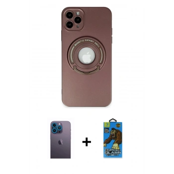 MARSİLYAN™- iPhone 12 Pro Max Kılıf Eksen Klasik Prime - Siyah 18D Cam Ekran Koruyucu + Neon Fosforlu Kamera Lens - MI