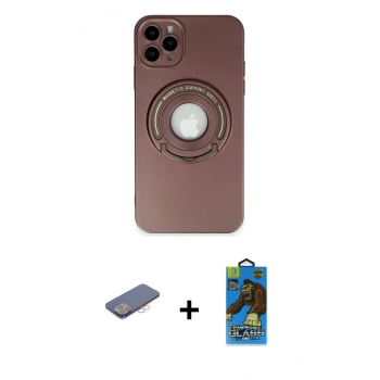 MARSİLYAN™- iPhone 12 Pro Max Kılıf Eksen Klasik Prime - Siyah 18D Cam Ekran Koruyucu + Renkli Kamera Lens Koruma Cam - PE