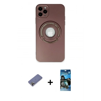 MARSİLYAN™- iPhone 12 Pro Max Kılıf Eksen Klasik Prime - Siyah 34D Izgaralı Cam + Metal Kamera Lens Koruma Cam - GD