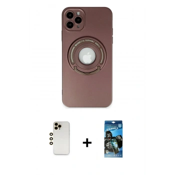 MARSİLYAN™- iPhone 12 Pro Max Kılıf Eksen Klasik Prime - Siyah 34D Izgaralı Cam + Shine Kamera Lens - GD