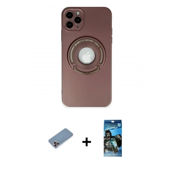 MARSİLYAN™- iPhone 12 Pro Max Kılıf Eksen Klasik Prime - Siyah 34D Izgaralı Cam + Shine Kamera Lens Koruma Cam - PE