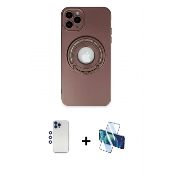 MARSİLYAN™- iPhone 12 Pro Max Kılıf Eksen Klasik Prime - Siyah 3D Antistatik Cam Ekran Koruyucu + Shine Kamera Lens - LT