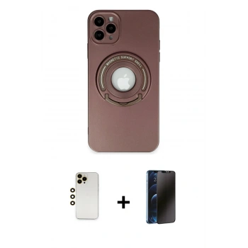 MARSİLYAN™- iPhone 12 Pro Max Kılıf Eksen Klasik Prime - Siyah 3D Antistatik Hayalet Cam Ekran Koruyucu + Shine Kamera Lens - GD