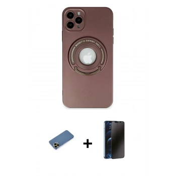 MARSİLYAN™- iPhone 12 Pro Max Kılıf Eksen Klasik Prime - Siyah 3D Antistatik Hayalet Cam Ekran Koruyucu + Shine Kamera Lens Koruma Cam - GD
