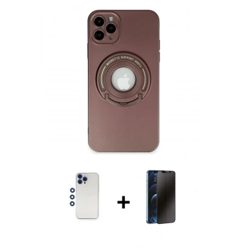 MARSİLYAN™- iPhone 12 Pro Max Kılıf Eksen Klasik Prime - Siyah 3D Antistatik Hayalet Cam Ekran Koruyucu + Shine Kamera Lens - LT