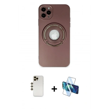 MARSİLYAN™- iPhone 12 Pro Max Kılıf Eksen Klasik Prime - Siyah 3D Antistatik Seramik Nano Ekran Koruyucu + Shine Kamera Lens - GD