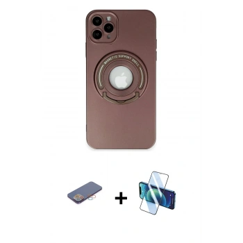 MARSİLYAN™- iPhone 12 Pro Max Kılıf Eksen Klasik Prime - Siyah 3D Antistatik Seramik Nano Ekran Koruyucu + Renkli Kamera Lens Koruma Cam - PE