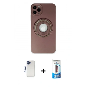 MARSİLYAN™- iPhone 12 Pro Max Kılıf Eksen Klasik Prime - Siyah 5D Eko Cam Ekran Koruyucu + Shine Kamera Lens - LT