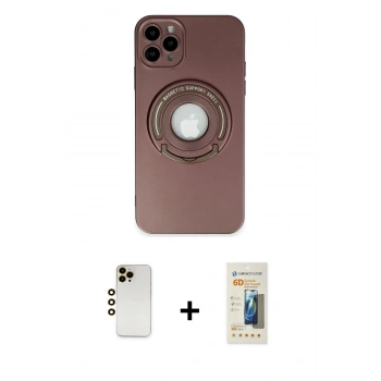 MARSİLYAN™- iPhone 12 Pro Max Kılıf Eksen Klasik Prime - Siyah 6D Mat Seramik Hayalet Nano Ekran Koruyucu + Shine Kamera Lens - GD