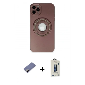 MARSİLYAN™- iPhone 12 Pro Max Kılıf Eksen Klasik Prime - Siyah Bilvis Hayalet Cam Ekran Koruyucu + Metal Kamera Lens Koruma Cam - GD