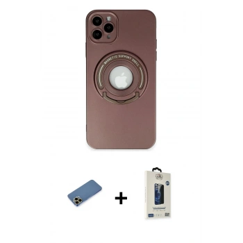 MARSİLYAN™- iPhone 12 Pro Max Kılıf Eksen Klasik Prime - Siyah Bilvis Hayalet Cam Ekran Koruyucu + Shine Kamera Lens Koruma Cam - GD